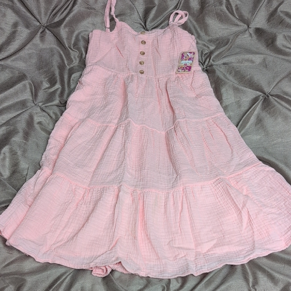 Btween Light Pink Tiered Kids Dress